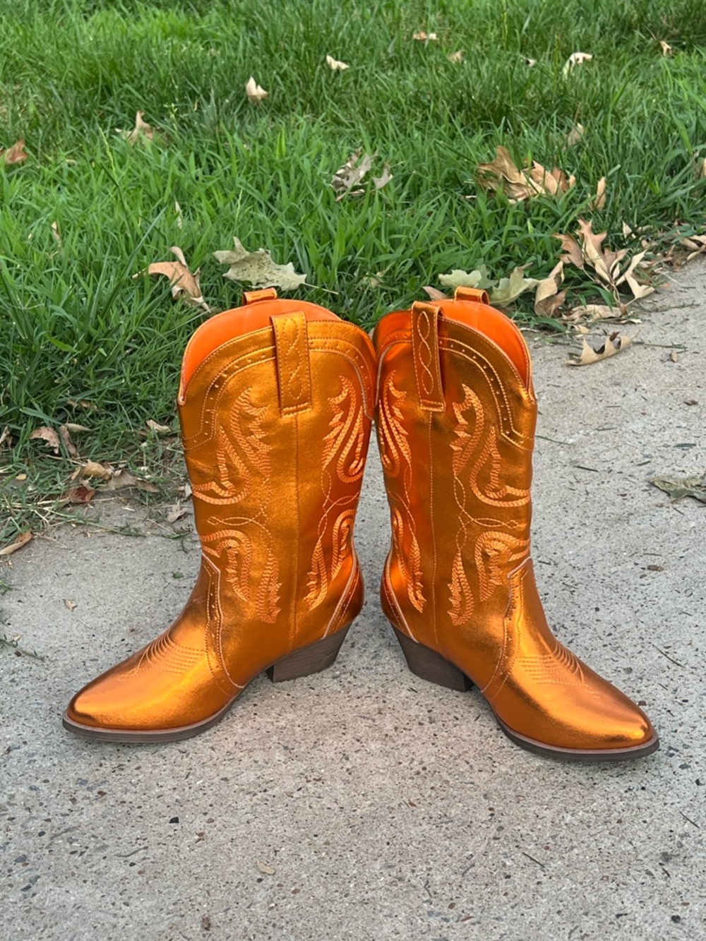 Metallic Orange Women's Western Cowboy Boots